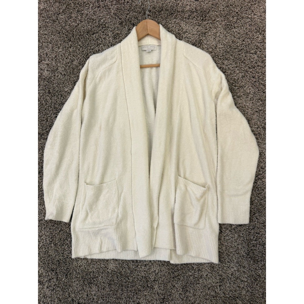 Barefoot Dreams Women Cozy Chic Lite Cardigan Sz M Ivory Long Sleeve